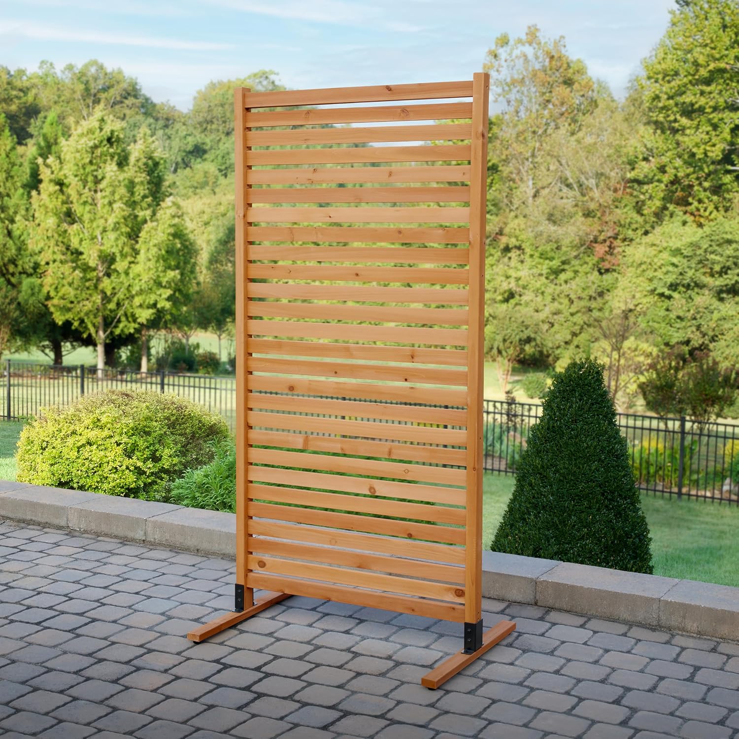 Enclo Louvered Freestanding/Surface Mounted Privacy Screen, Cedar Wood | 6ftH x 3ftW, Louvered, 1 Panel, Great for Balconies, Patios, or Decks, AZ18031