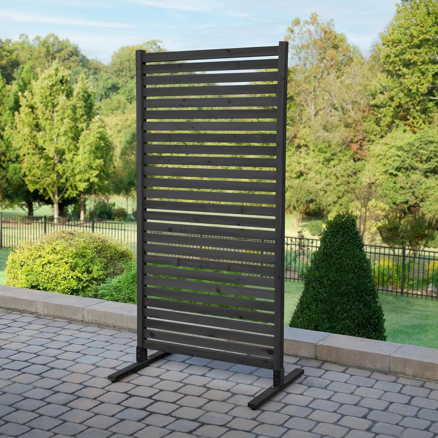Enclo Louvered Freestanding/Surface Mounted Privacy Screen, Cedar Wood | 6ftH x 3ftW, Louvered, 1 Panel, Great for Balconies, Patios, or Decks, AZ18031